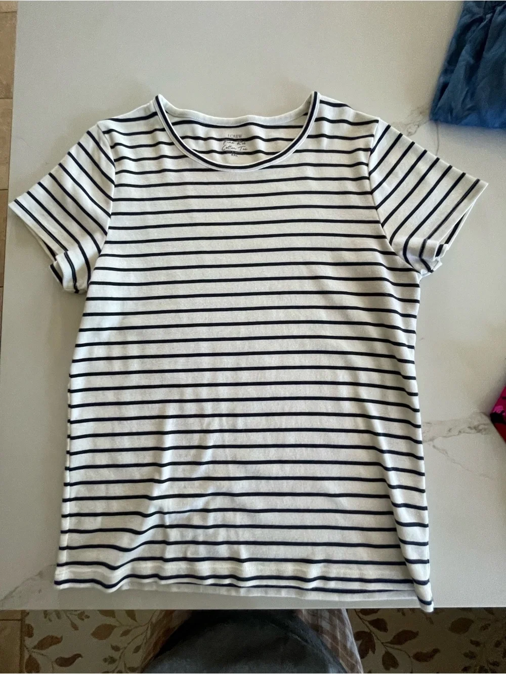 J. Crew White Tee with Black Stripes - Short Sleeve